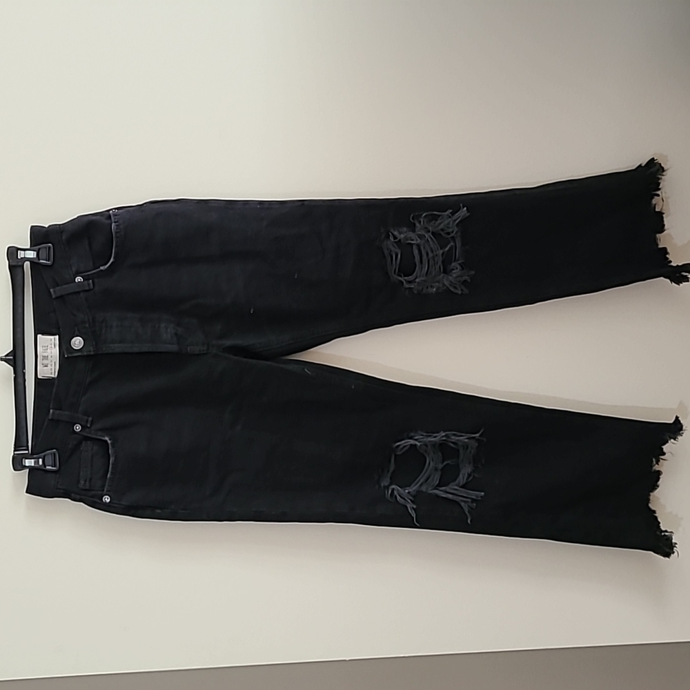 Free People Distressed Black Jeans (Size 30)